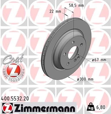 Bremžu diski ZIMMERMANN 400.5532.20 1