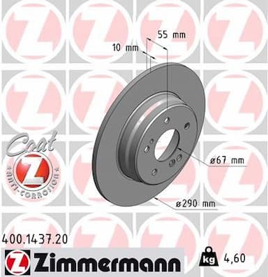 Bremžu diski ZIMMERMANN 400.1437.20 1