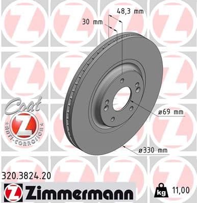 Bremžu diski ZIMMERMANN 320.3824.20 1