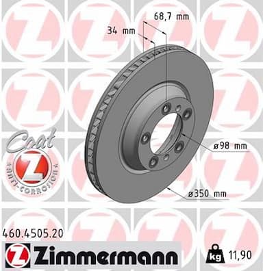 Bremžu diski ZIMMERMANN 460.4505.20 1