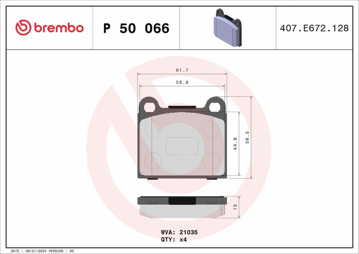 Bremžu uzliku kompl., Disku bremzes BREMBO P 50 066 1