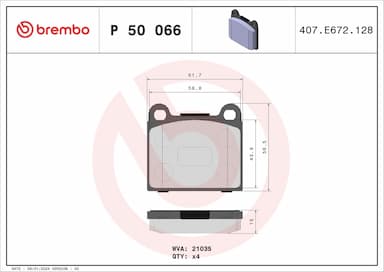 Bremžu uzliku kompl., Disku bremzes BREMBO P 50 066 1