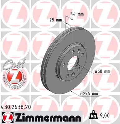 Bremžu diski ZIMMERMANN 430.2638.20 1