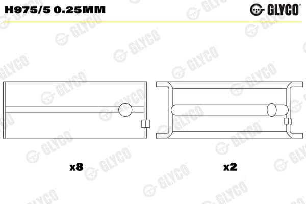 Kloķvārpstas gultnis GLYCO H975/5 0.25mm 1