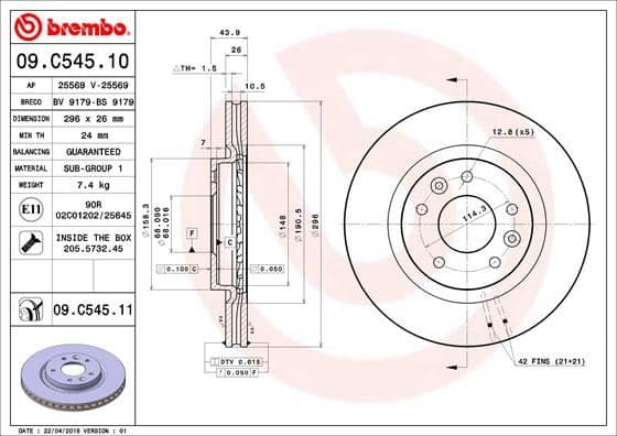 Bremžu diski BREMBO 09.C545.11 1