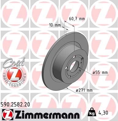 Bremžu diski ZIMMERMANN 590.2582.20 1