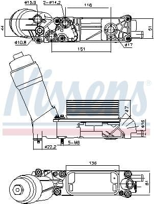 Eļļas radiators, Motoreļļa NISSENS 91335 1