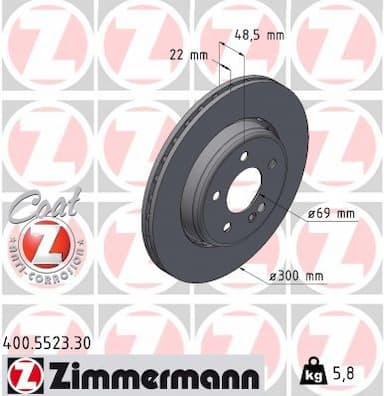 Bremžu diski ZIMMERMANN 400.5523.30 1