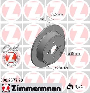 Bremžu diski ZIMMERMANN 590.2577.20 1