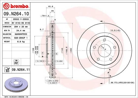 Bremžu diski BREMBO 09.N264.11 1