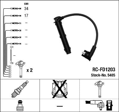 Augstsprieguma vadu komplekts NGK 5405 1