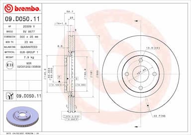 Bremžu diski BREMBO 09.D050.11 1