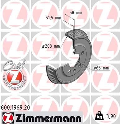 Bremžu trumulis ZIMMERMANN 600.1969.20 1