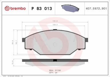 Bremžu uzliku kompl., Disku bremzes BREMBO P 83 013 1