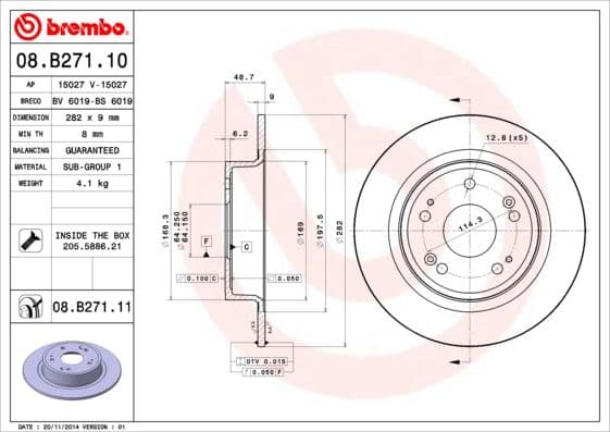 Bremžu diski BREMBO 08.B271.11 1