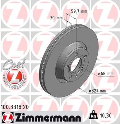 Bremžu diski ZIMMERMANN 100.3318.20 1