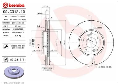 Bremžu diski BREMBO 09.C312.11 1