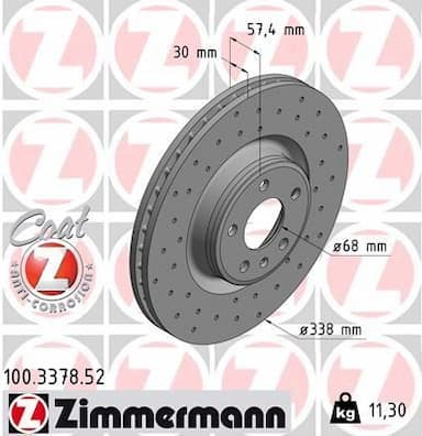 Bremžu diski ZIMMERMANN 100.3378.52 1