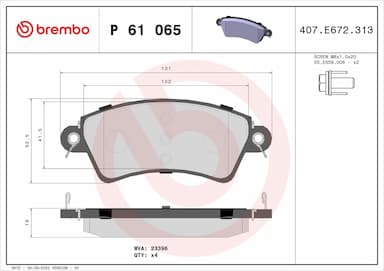 Bremžu uzliku kompl., Disku bremzes BREMBO P 61 065 1