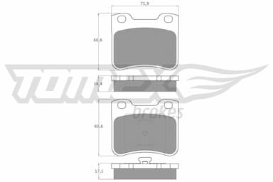 Bremžu uzliku kompl., Disku bremzes TOMEX Brakes TX 11-96 1