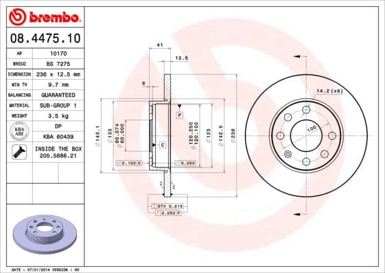 Bremžu diski BREMBO 08.4475.10 1