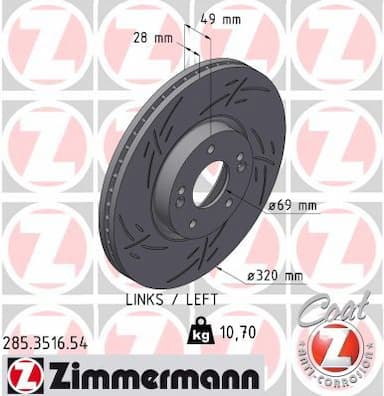 Bremžu diski ZIMMERMANN 285.3516.54 1