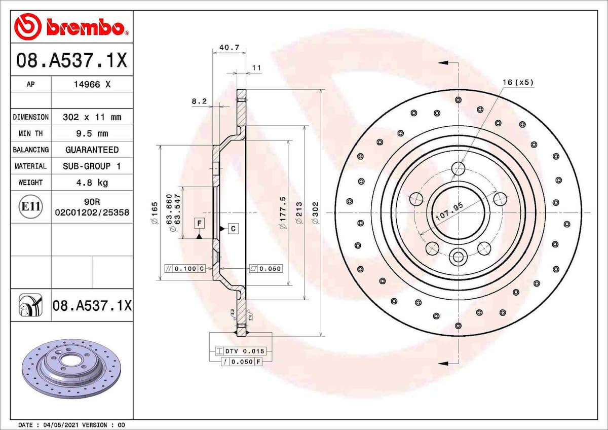 Bremžu diski BREMBO 08.A537.1X 1