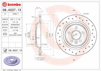 Bremžu diski BREMBO 08.A537.1X 1