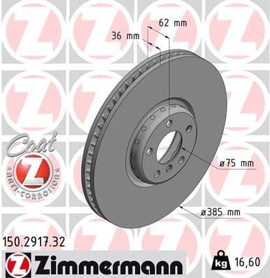 Bremžu diski ZIMMERMANN 150.2917.32 1