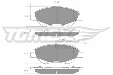 Bremžu uzliku kompl., Disku bremzes TOMEX Brakes TX 12-50 1