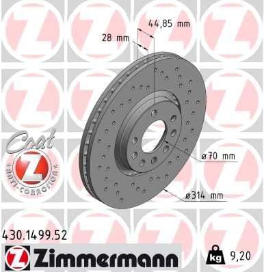 Bremžu diski ZIMMERMANN 430.1499.52 1