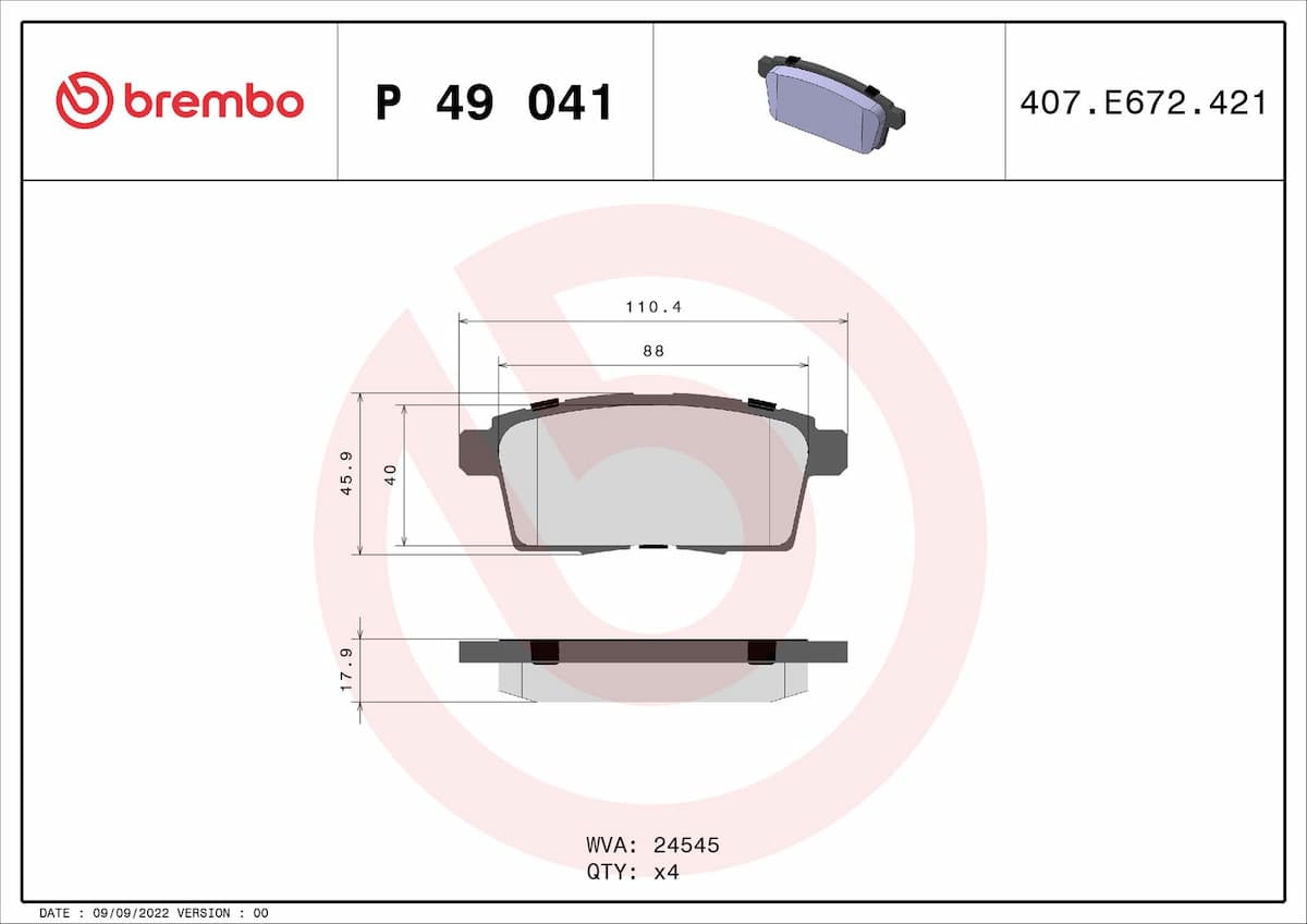 Bremžu uzliku kompl., Disku bremzes BREMBO P 49 041 1