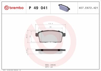 Bremžu uzliku kompl., Disku bremzes BREMBO P 49 041 1