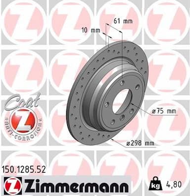 Bremžu diski ZIMMERMANN 150.1285.52 1