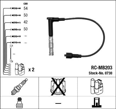 Augstsprieguma vadu komplekts NGK 0738 1