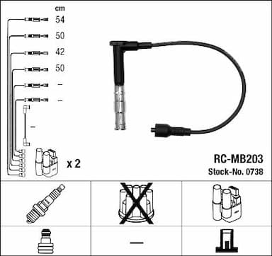 Augstsprieguma vadu komplekts NGK 0738 1