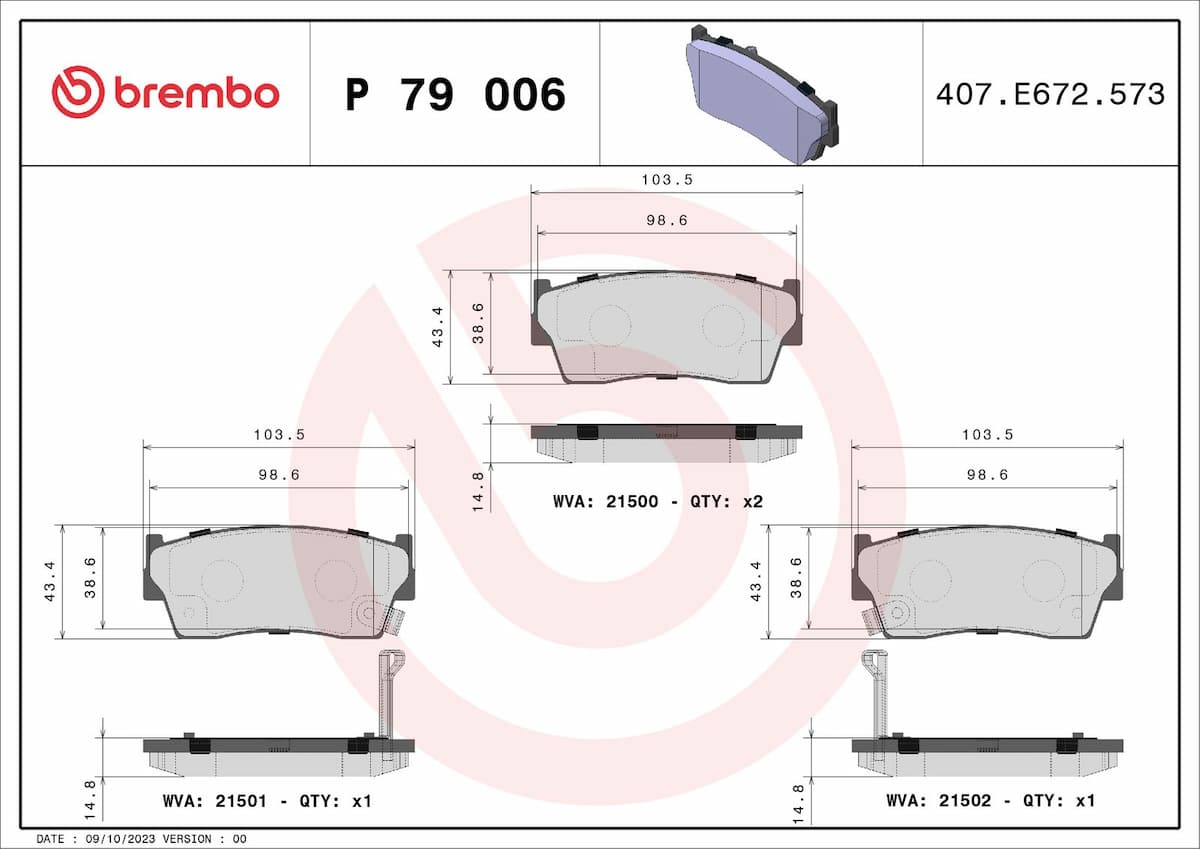 Bremžu uzliku kompl., Disku bremzes BREMBO P 79 006 1