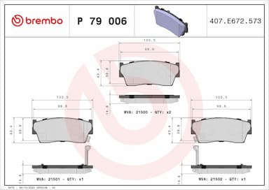 Bremžu uzliku kompl., Disku bremzes BREMBO P 79 006 1