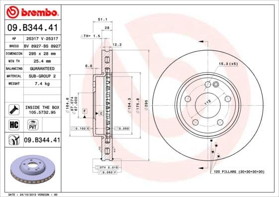 Bremžu diski BREMBO 09.B344.41 1