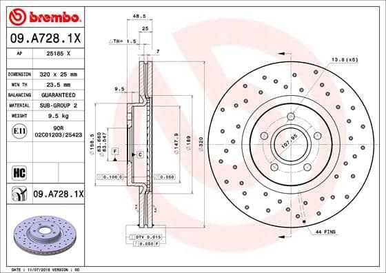 Bremžu diski BREMBO 09.A728.1X 1