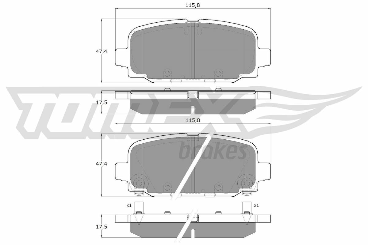 Bremžu uzliku kompl., Disku bremzes TOMEX Brakes TX 19-79 1