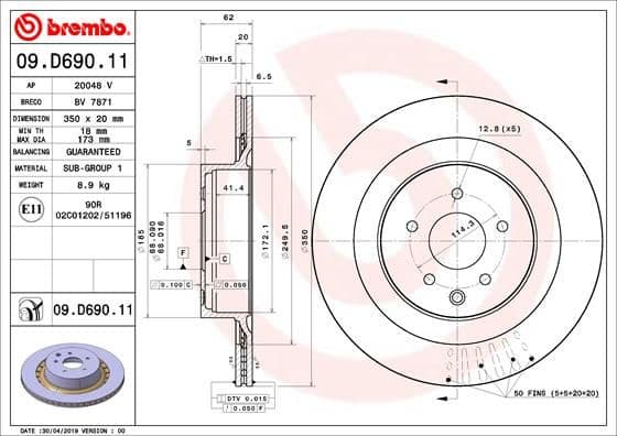 Bremžu diski BREMBO 09.D690.11 1