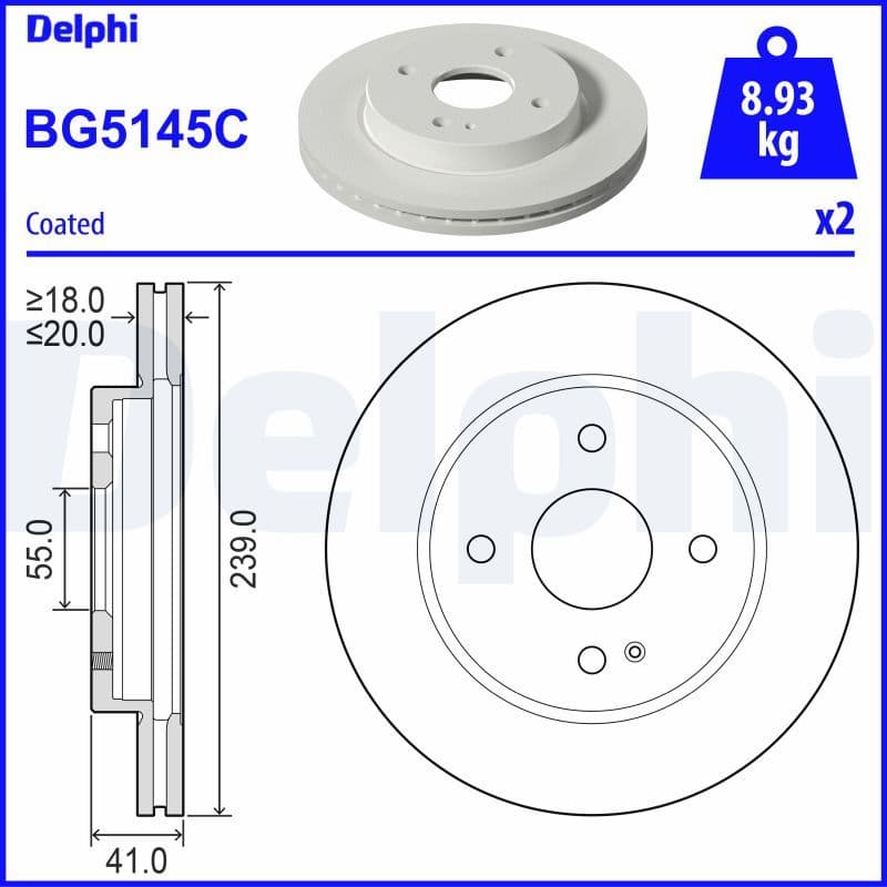 Bremžu diski DELPHI BG5145C 1