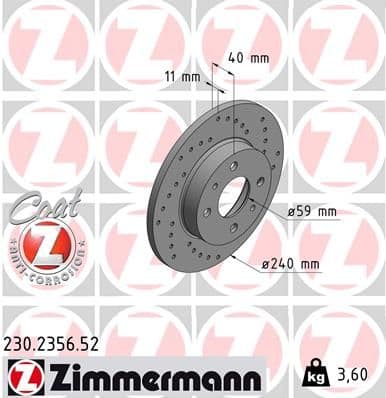 Bremžu diski ZIMMERMANN 230.2356.52 1