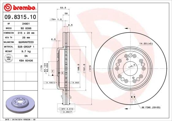 Bremžu diski BREMBO 09.8315.10 1