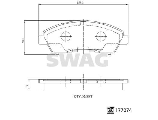 Bremžu uzliku kompl., Disku bremzes SWAG 33 10 7496 1