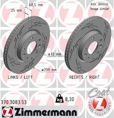 Bremžu diski ZIMMERMANN 370.3083.53 1