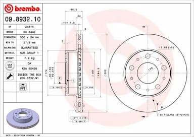 Bremžu diski BREMBO 09.8932.10 1