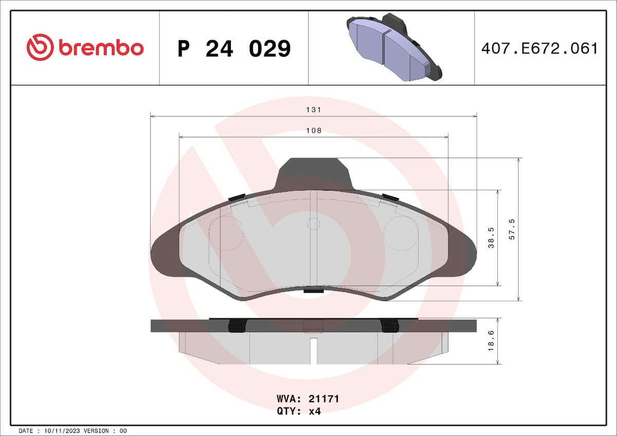 Bremžu uzliku kompl., Disku bremzes BREMBO P 24 029 1