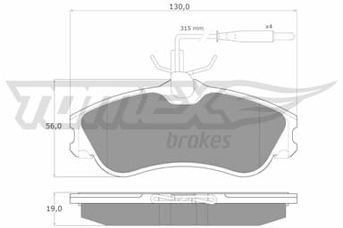 Bremžu uzliku kompl., Disku bremzes TOMEX Brakes TX 11-12 1